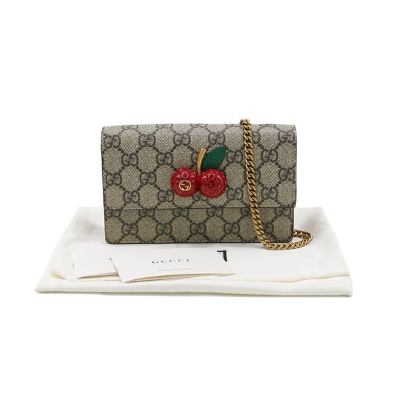 GUCCI 新品 ミニ財布 supreme Gg Supreme Mini Gucci 481291 GUCCI Cherry Mini GG Supreme Canavs